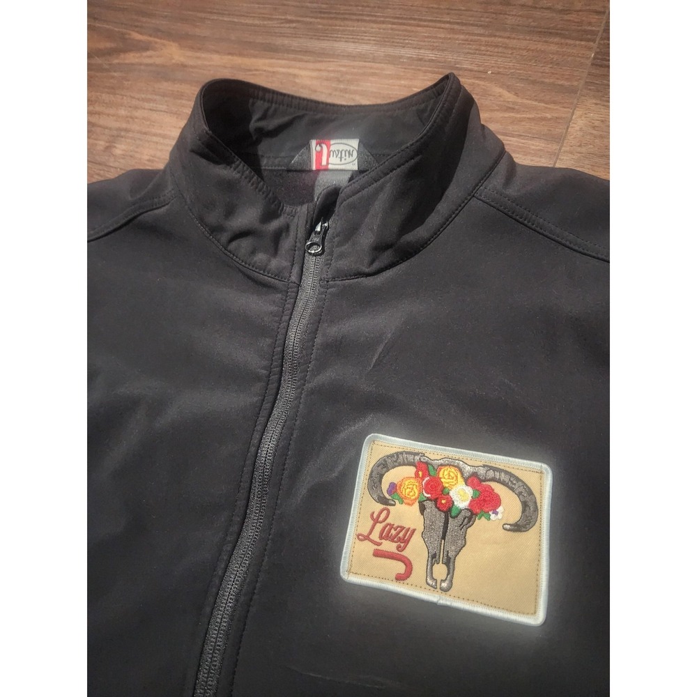 Justin Vest Mens 2XL Black Softshell Full Zip Western Skull Patch‎ Logo Ranch